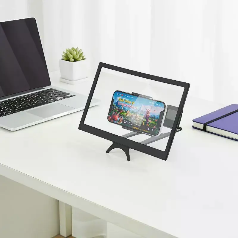 12 Inch Curved Phone Screen Magnifier HD Screen Amplifier Stand Lightweight for Outdoor Camping Movie Nights