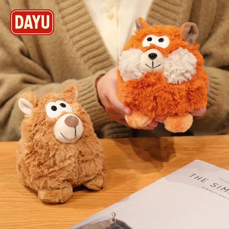 Forest Animals Plush Toy Brown Bear and Cute Fox Soft Stuffed Doll Beanbag Desk Buddy Stress Relief Toy Birthday Gift for Boys a