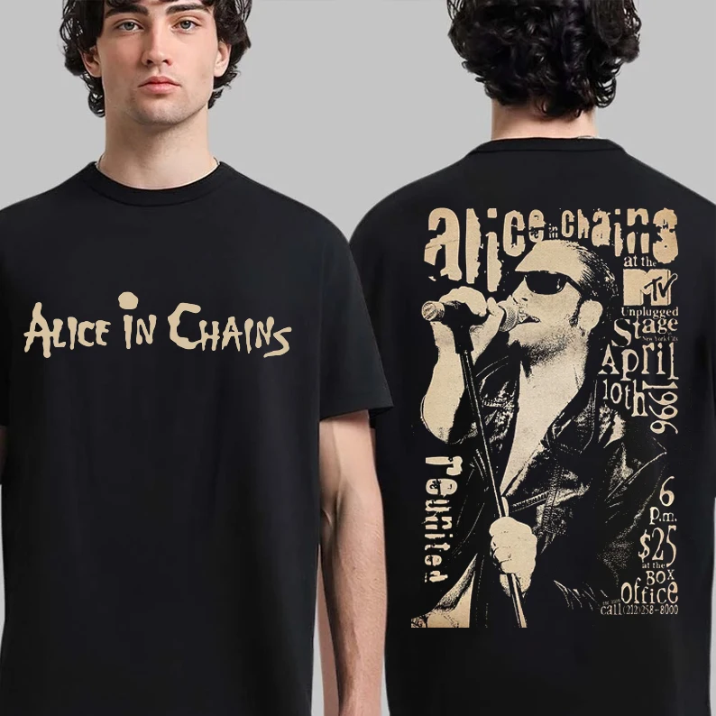 Vintage Alice In Chains Print Short Sleeves T-shirt Grunge Rock Band Graphic Men Women 90s Alternative Music Merch Gift For Fan