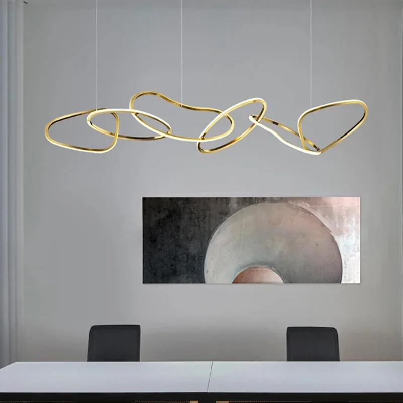 Imagem -06 - Modern Led Rings Chandelier Rose Gold Aço Nordic Pendant Lights Decoração Interior Lâmpada Suspensa para Sala de Jantar Cozinha Sala de Estar