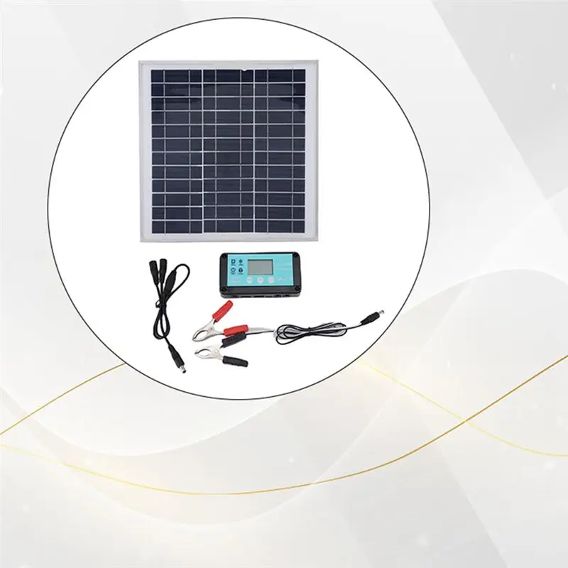 For Outdoor RV Camping Boat Trailer System 100W 12V Solar Panel Kit MPPT Charge Controller Aluminum Solar Panel
