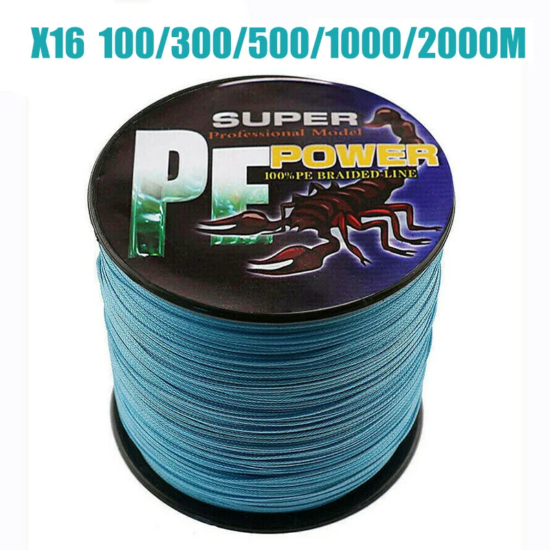 DORISEA 16 Strands 100M - 2000M Hollow Core 100% PE Extreme Braided Fishing Line 20LBs-500LBs Assist Line Blue