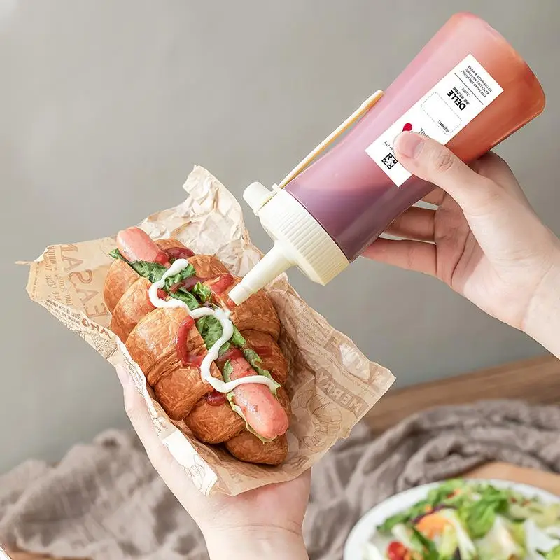 Garrafa de Molho Espremível com Múltiplos ou Um Único Orifício, para Mel, Creme, Molho de Ostra, Molho de Tomate e Condimentos