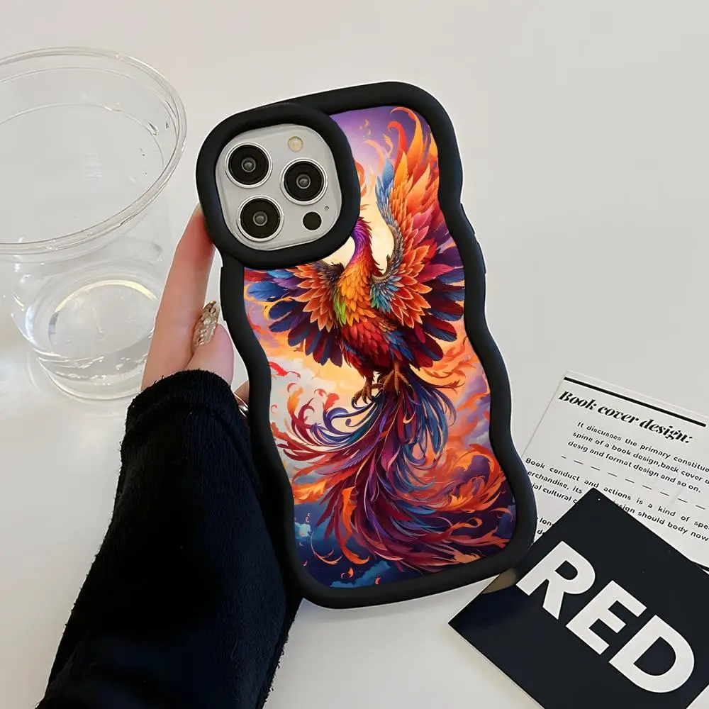 

Luxury Phoenix Mobile Cell Phone Case for iPhone 17 16 15 14 13 12 11 Air Pro Max Plus Wavy Edge TPU Colorful Cover Cover Luxury