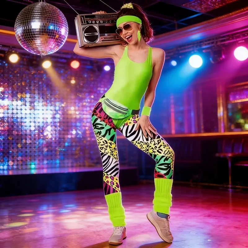 

Vintage 1980s Pink Women's Retro Glam Swimsuit Sportswear 7-Piece Set with Accessories Ladies Classic Sports Swimwear Outfit