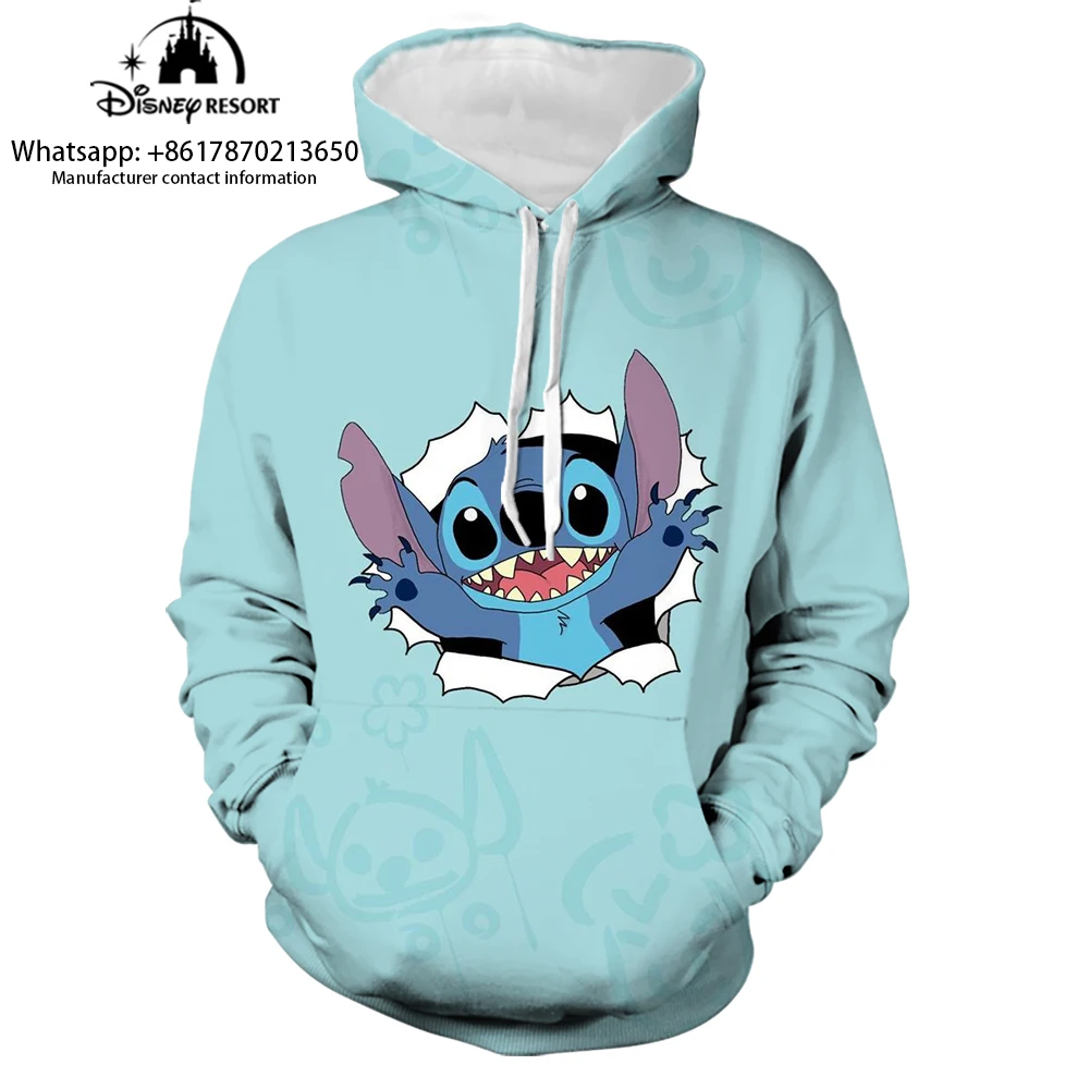 Stitch Anime Fashion Men Spring 2024 New 3D Printed Kids Hoodies Women\'s Tops Street Style Casual Hoodies y2k