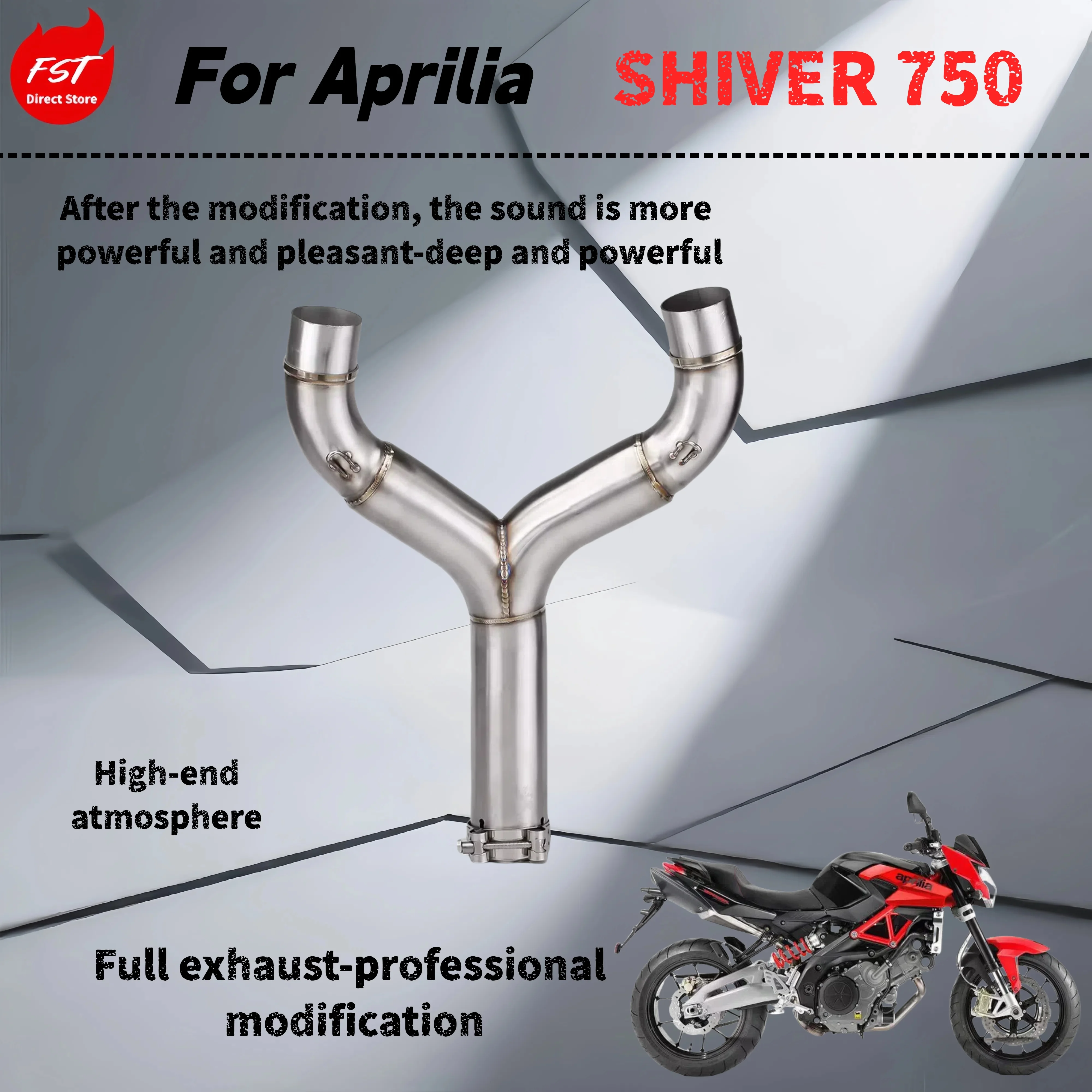 

For Aprilia SHIVER 750-Modified mid-section and tail section exhaust pipes-the sound is deep, rich and powerful
