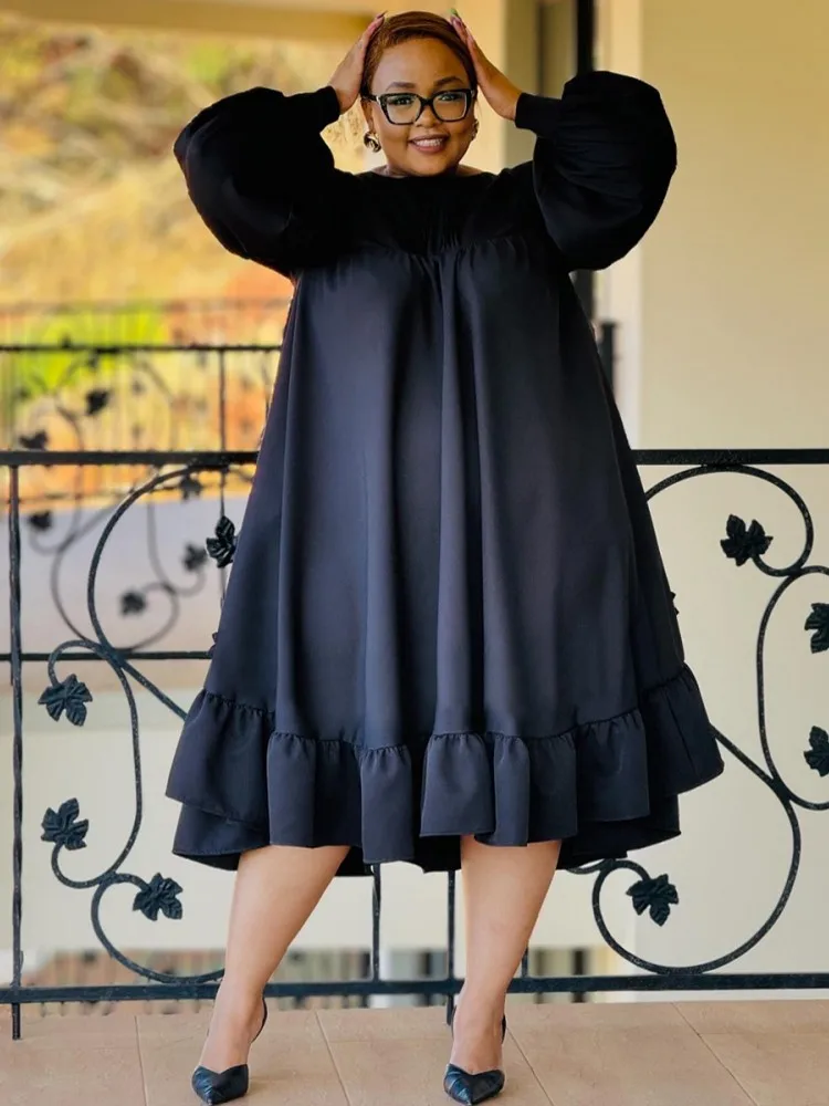 XL-5XL Plus Size Clothes Dresses Women Robes 2025 Spring Autumn Long Sleeve Street Style Casual 3XL 4XL Big Size Dress Oversized