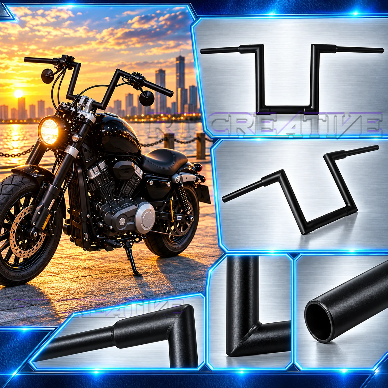 Retro Modified Steering Handlebar For Keeway V Cruise 125 V302C, Motorcycle Drag Style Handle Bar Cruiser Mod Parts