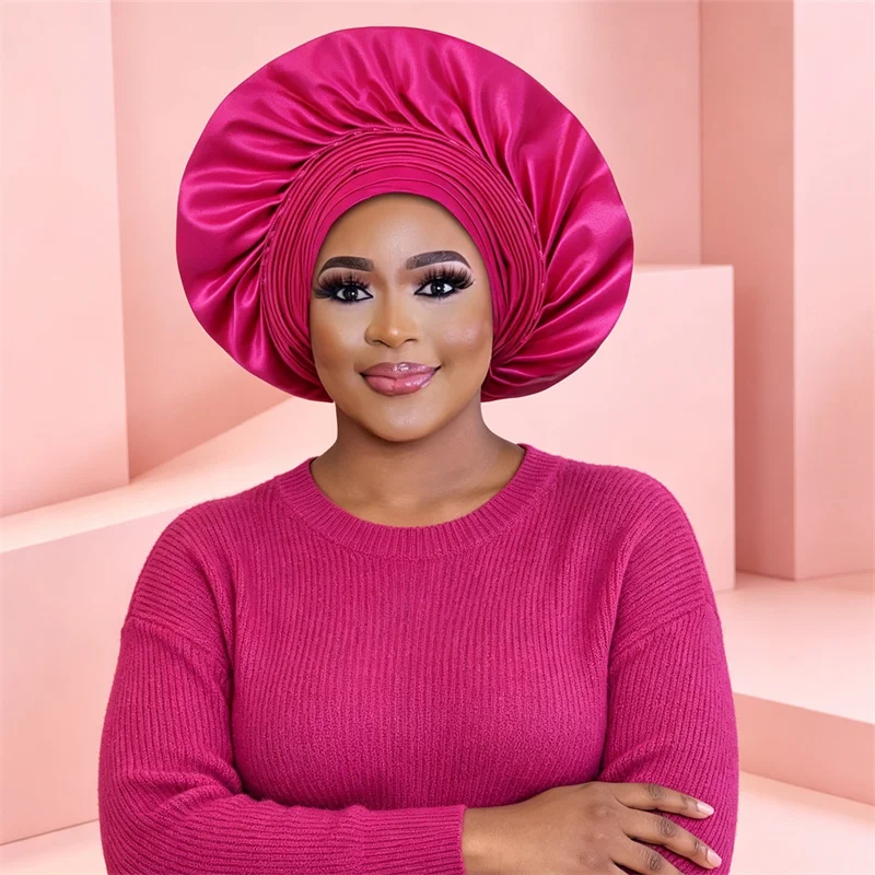 African Headtie Woman Nigerian Geles Already Made Auto Gele Turban Cap Party Headgear Wedding Headpiece Bonnet Hijab Head Wrap