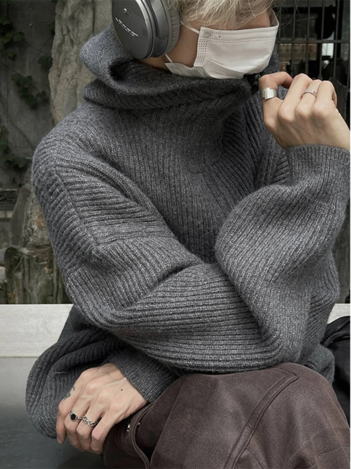 

Ретро-кардиган с капюшоном в стиле High Street Cleanfit, свободный вязаный свитер-жакет для молодежи, повседневная осенняя одежда