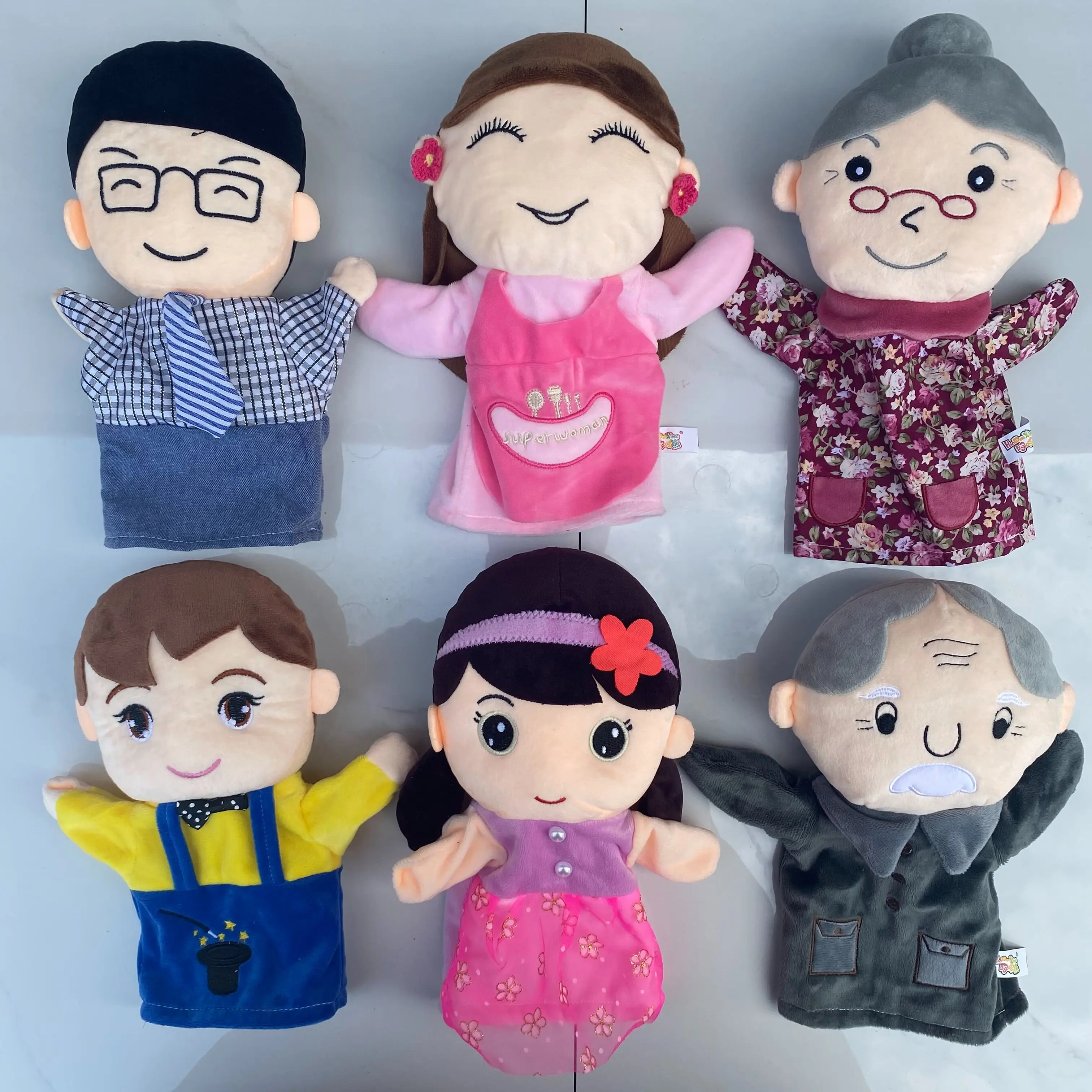 25cm simulation Family Soft Stuffed Toy Doll Dad Mum Brother Sister Plush Doll Educational Baby Toys Kawaii Hand Finger Puppet