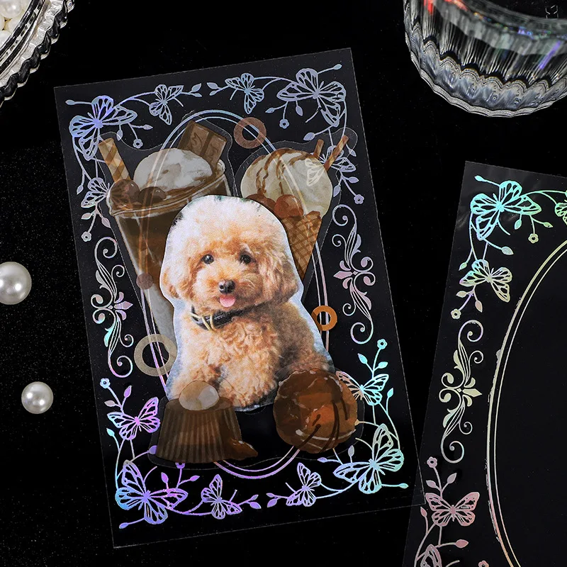 8pcs Beautiful Transparent Stickers 93mm*143mm Rectangular European Style Pattern Stickers