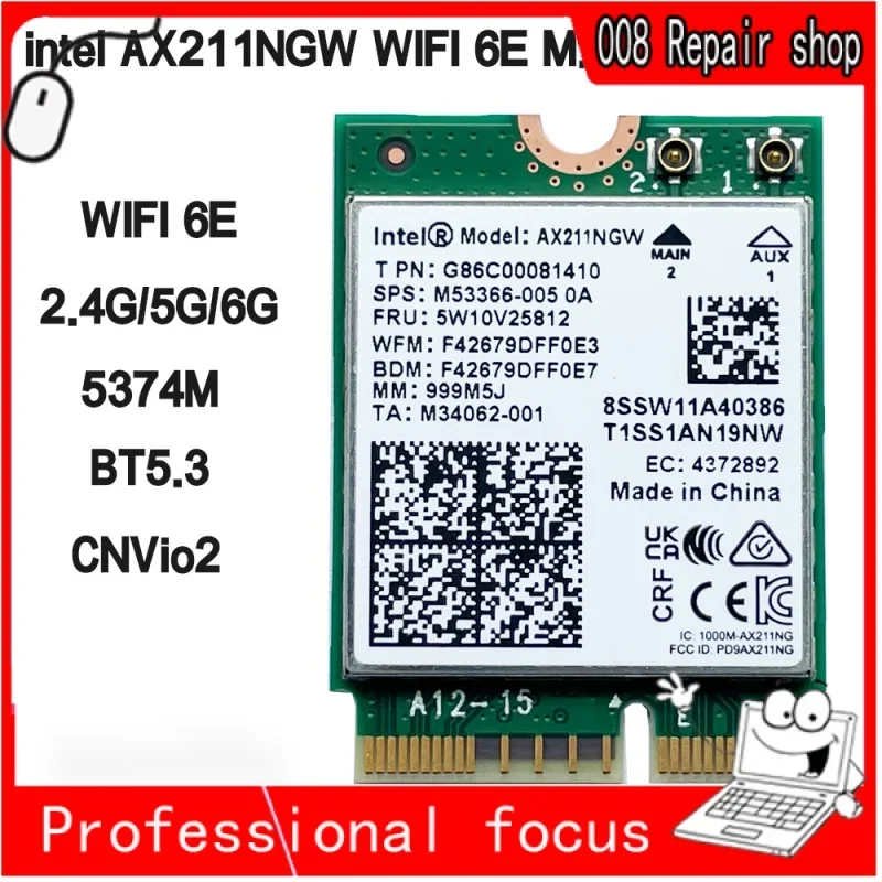 WiFi 6e xgngw tri band 2.4g/5g/6GHz wireless network WiFi card adapter for BT 5.3 Intel axmodelling M.2 KEYE cnvio2 Windows10