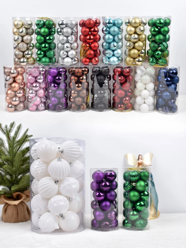 Pendentif décoratif en plastique pour sapin de Noël, boule de Noël colorée, mise en scène du nouvel an à la maison, 4cm, 24 pièces