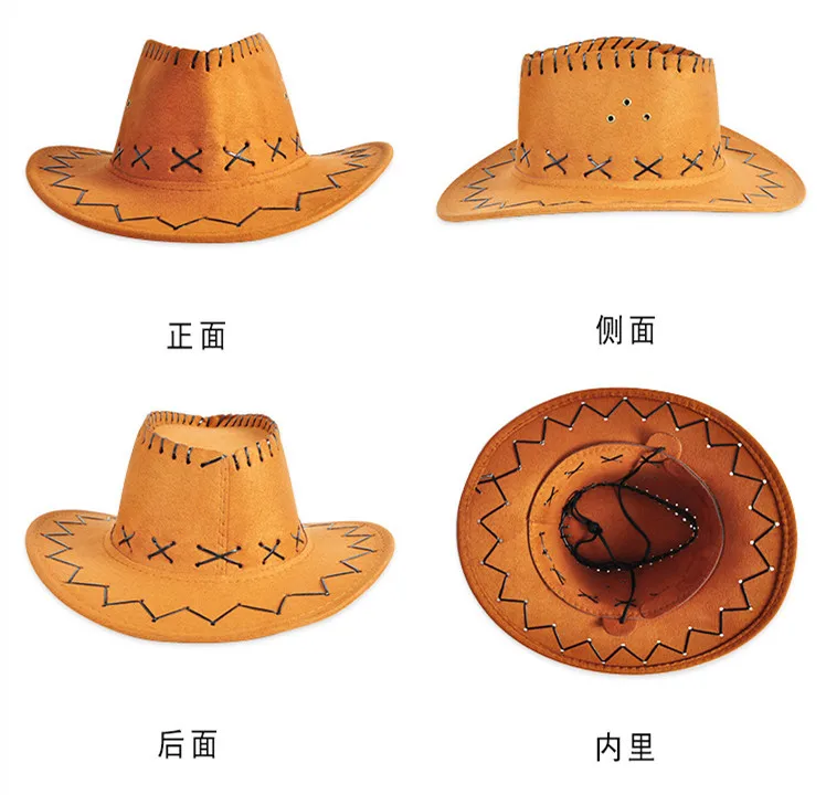 Casual Western Cowboy Hat Sun Hat Cowgirls Children Hat Artificial Suede Wide Brim Leisure Halloween Men Woman Hat view 5