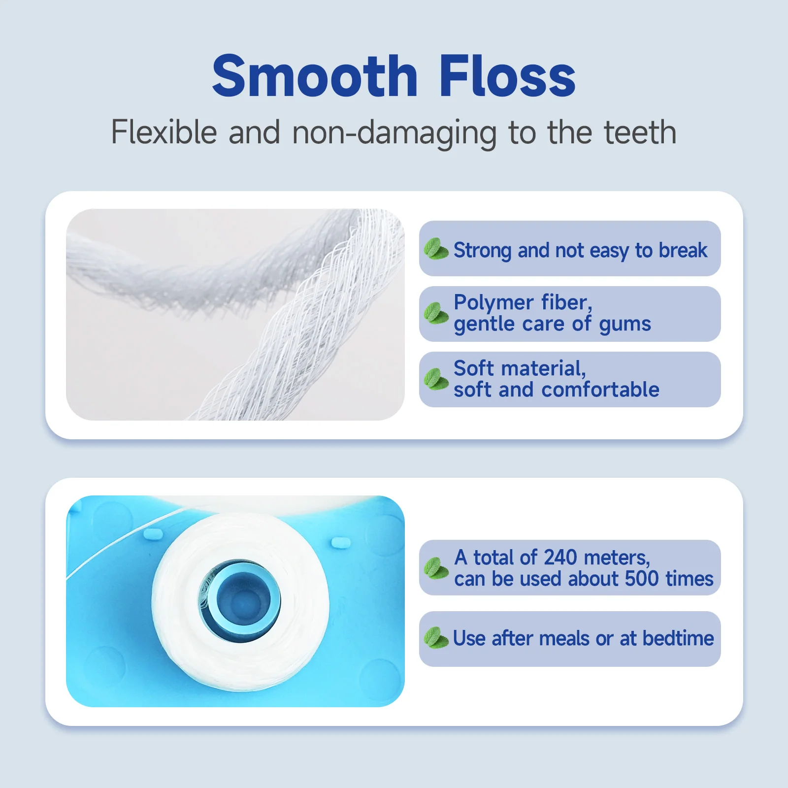 6 paquetes de hilo de menta, paquete duradero de 40 metros, hilo dental liso