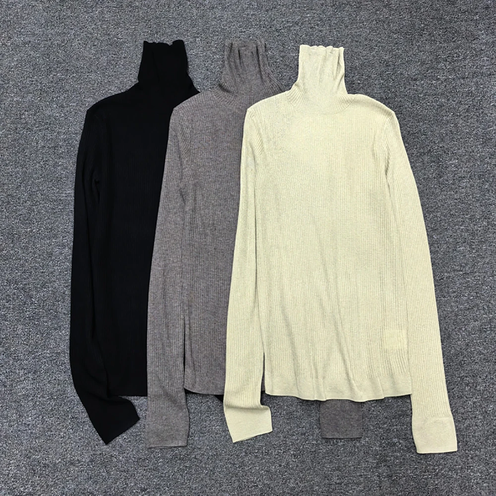 

Women's Wool Turtleneck Knit T-Shirt Minimalist Elegant Commuter Long-Sleeve T-Shirt Top 2025 Winter New Arrival Y2K Style