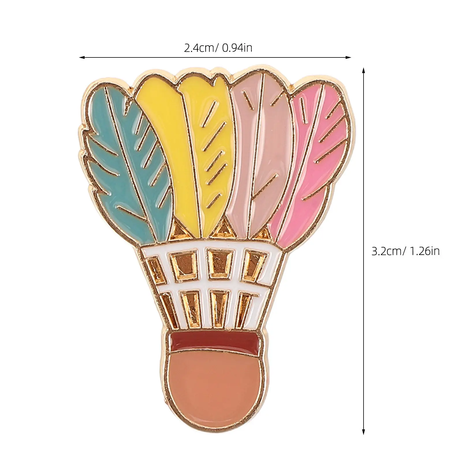 2Pcs Badminton Lapel Pin Metal Colorful Shuttlecock Brooch Badge for Backpacks Jackets Shirts Casual Sports Fans