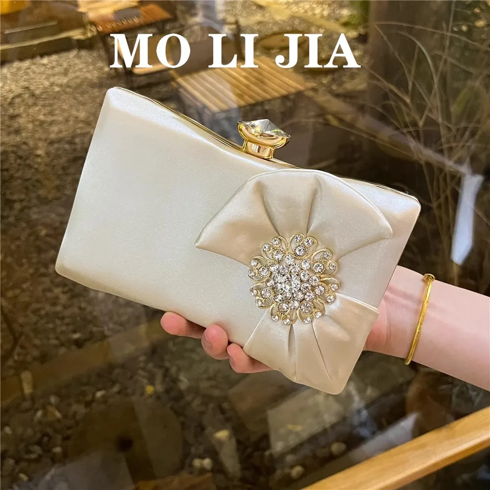 Luxury Satin Square Bag Women's Handbag Glitter Shiny Diamonds Evening Bag Wedding Party Clutch Purse Shoulder Bag Dress Bag