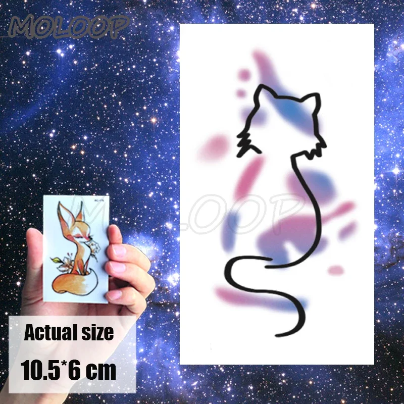 Temporary Tattoo Sticker cat pattern Element Small animal flower waterproof Fake Body Art tatoo for kid girl boy man woman