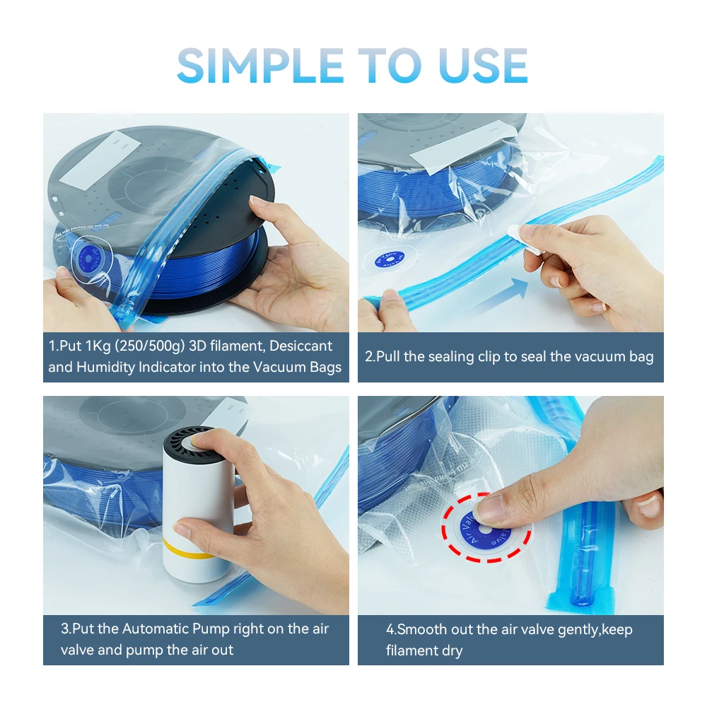 3D Printer Filament Storage Bag PLA ABS PETG Vacuum Bag Dryer Safekeep Humidity Resistant Sealing Bags Keep Filament Dry Sealed
