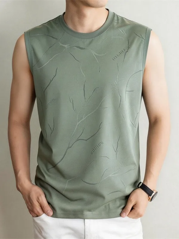 Ice Silk Cool Feeling Vest Men's Summer Quick Dry Sports Sleeveless T-Shirt Outdoor Fitness Shoulder Pad Absorbent Tank Top