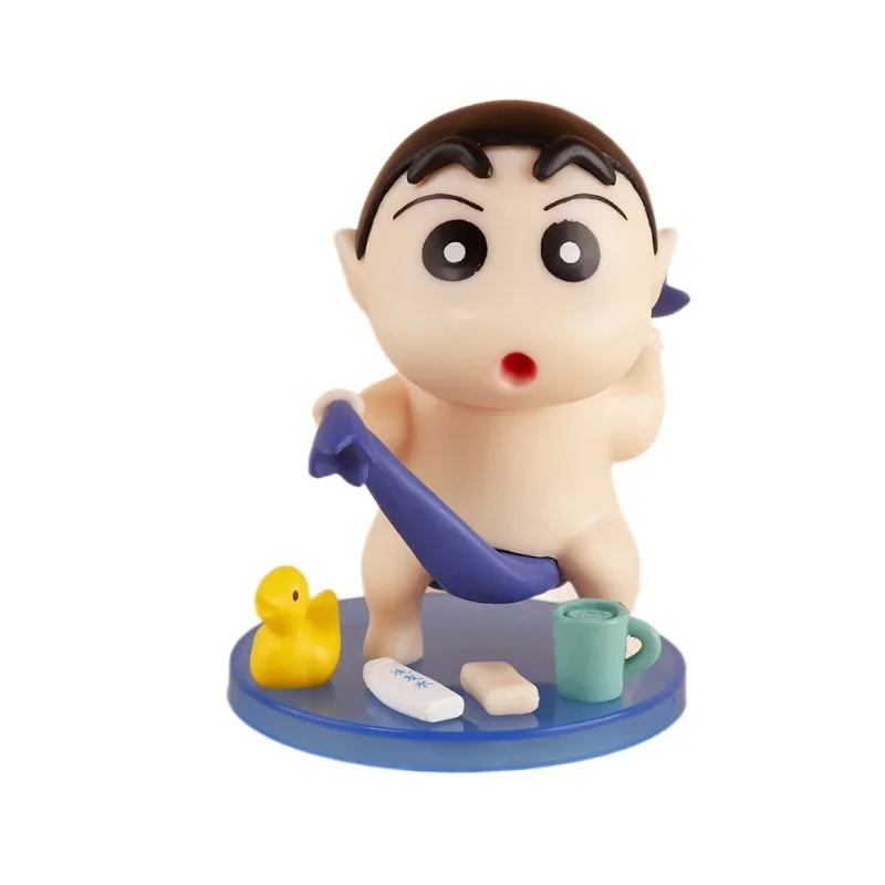 Anime crayon shin-chan figura de ação banho modelo boneca ornamentos engraçado casa desktop decorar brinquedo estátua