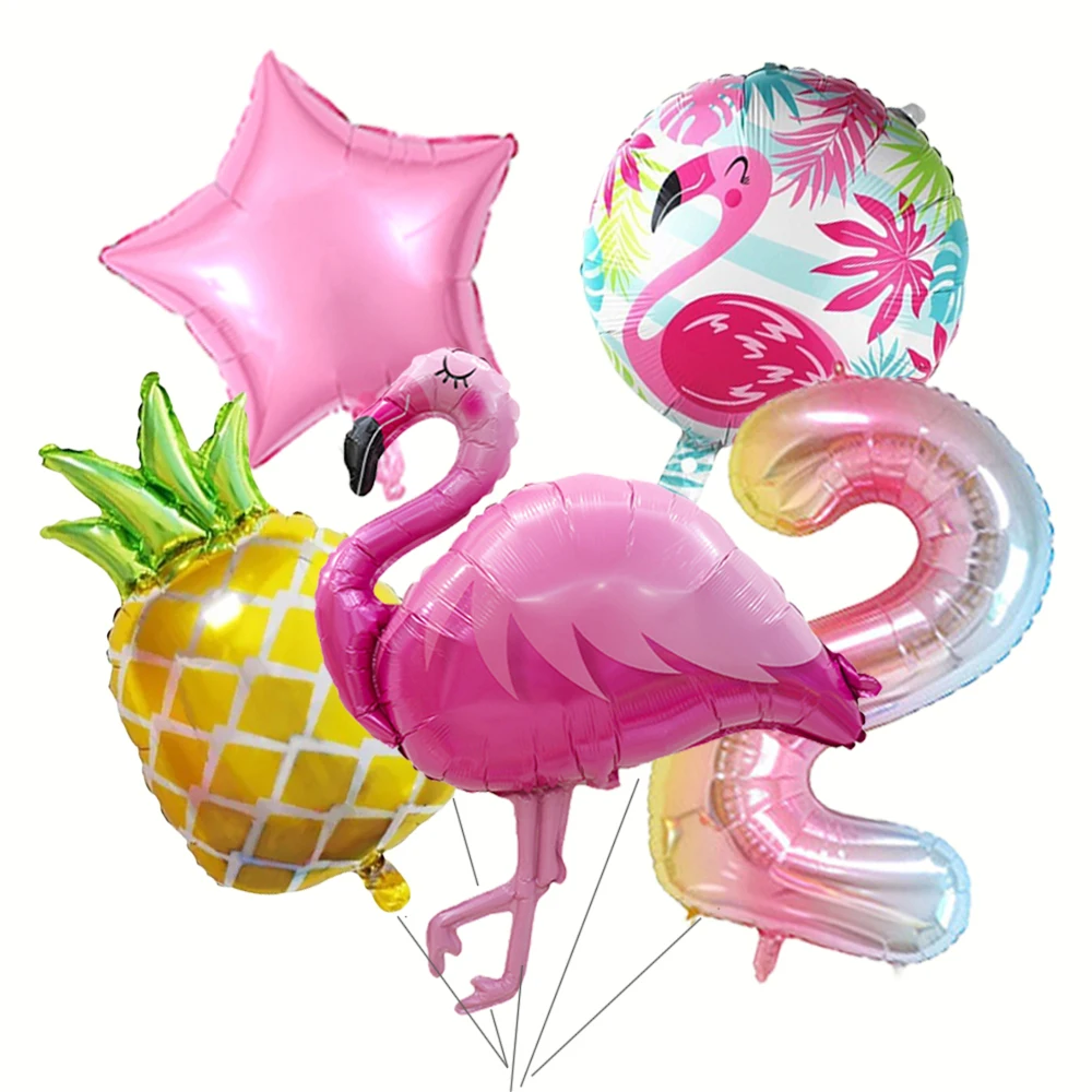 Tropischer Flamingo Ananas Folienballon Set 30 Zoll 0-9 Bunte Zahlenballons Mädchen Geburtstag Hawaii Party Babyparty Dekor – Detail 8