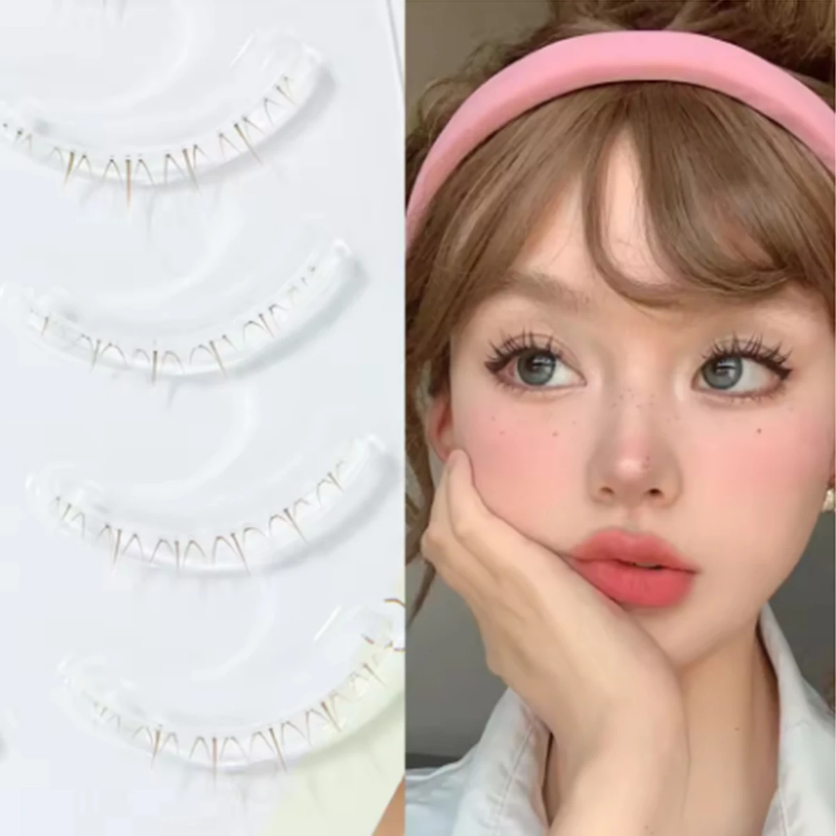 4-7mm Under Lashes Little Flame Lower Brown Eyelashes Natural Short Style Hand Painted Fake Eye Lashes Makeup Doll Eye W41