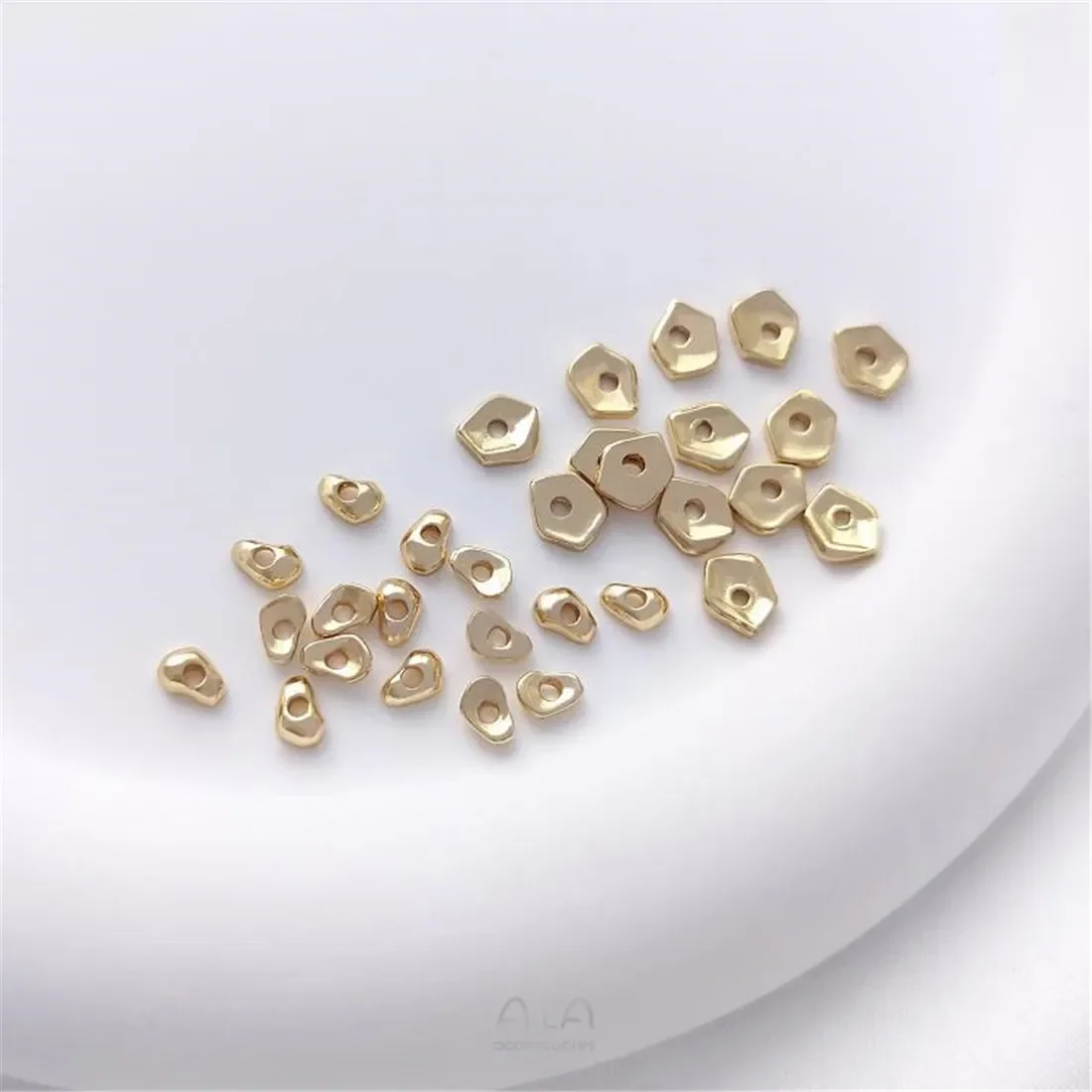 خرز غير منتظم بلون ذهبي عيار 14 قيراط، فواصل صغيرة على شكل خاص من الذهب المكسور، إكسسوارات مطرزة يدويًا، مواد مجوهرات ذاتية الصنع #5