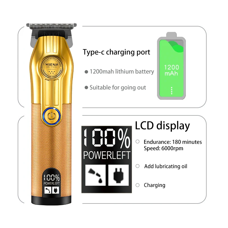 T9 metal men's hairdresser LCD display hairdresser European and American oil head hairdresser men's beard trimmer