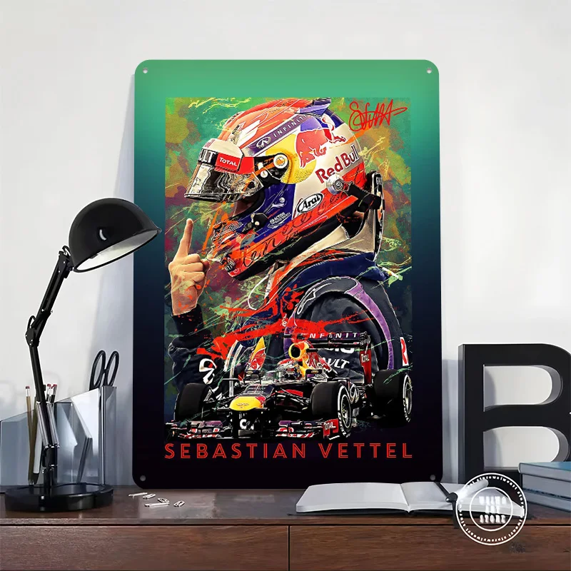 سيباستيان فيتيل سباق تين تسجيل الجدار ملصق فني ديكور المنزل الحديث علامات معدنية فاخرة خمر للرجل الكهف الديكور الرجعية