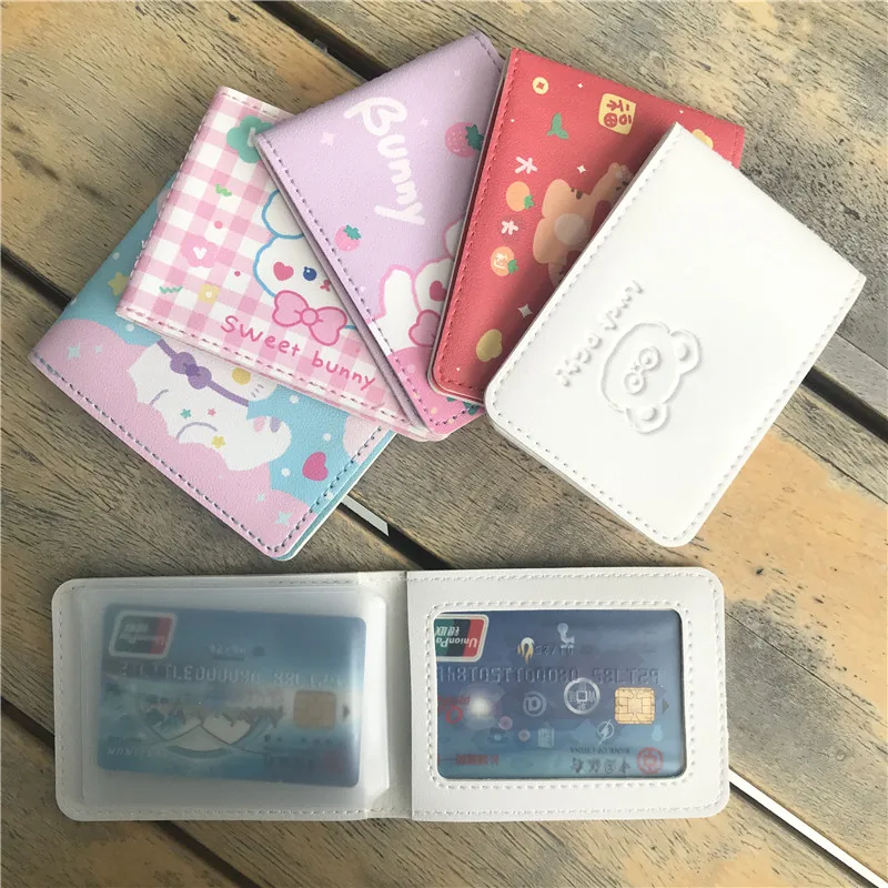 Korean Style Bear Leather Card Holder for Teenage Girls Car Registration and Driver License Protector Wallet with Multiple Slots