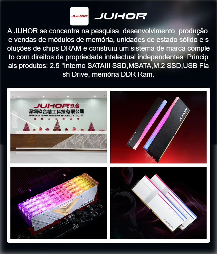 JUHOR DDR5 16GBx2 6000MHz 6400MHz RGB DDR5 32GB DIMM Memória de