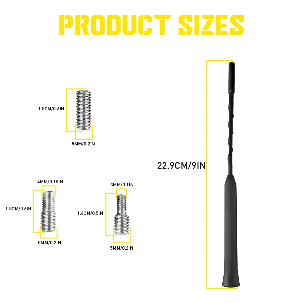 9 Inch Car Antenna Radio Flexible Anti Noise Beesting Aerial Antenna Universal for Most Vehicles Aerial Antenna with Fittings