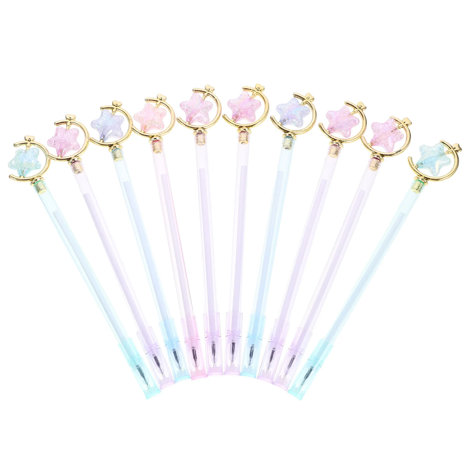 

10Pcs Fun Star Design Writing Pens Smooth Gliding Gel Ink Reusable Plastic Body Great for Note Taking and Signing Documents