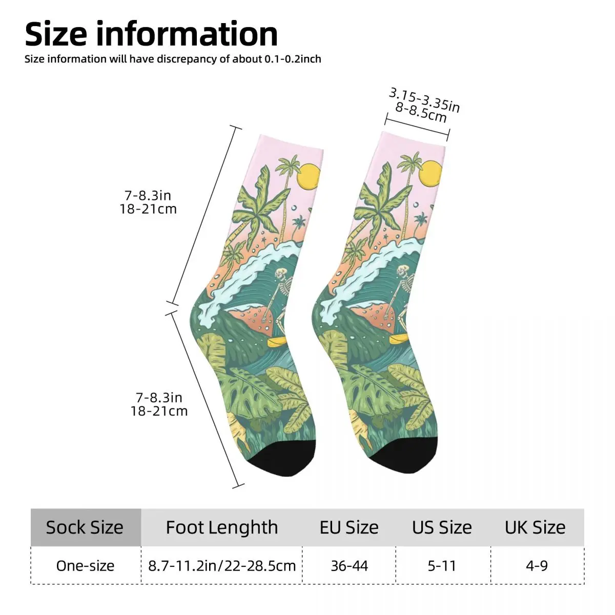 Y2K Summer Beach Coconut Trees Sock Printed Man Polyester