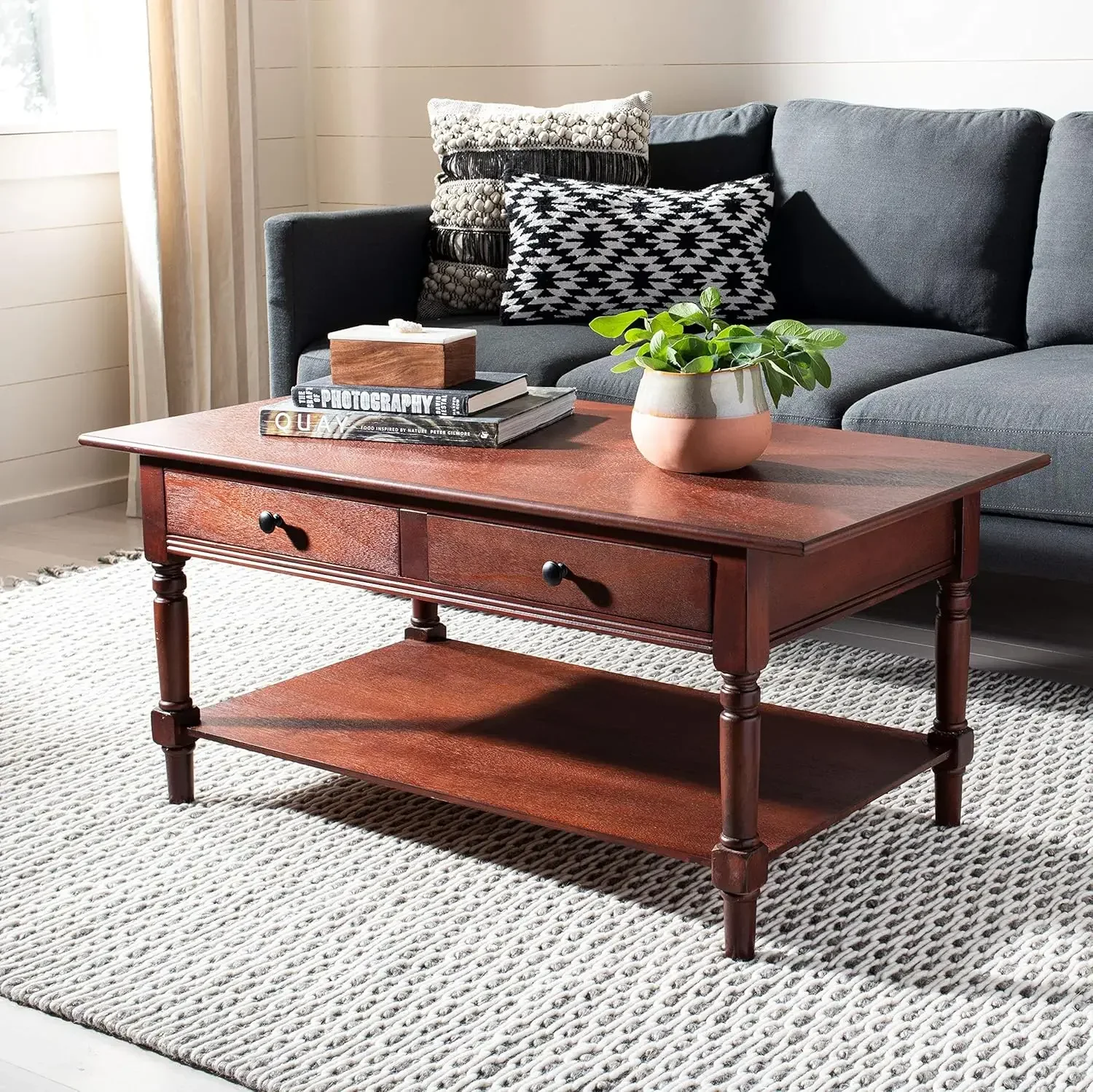 American Homes Collection Boris Dark Cherry Coffee Table