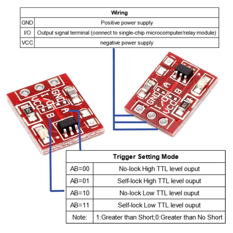 ABZZ-300Pcs TTP223 Touch Key Switch Module Touching Button Capacitor Type Single Channel Self Locking Touch Switch Sensor