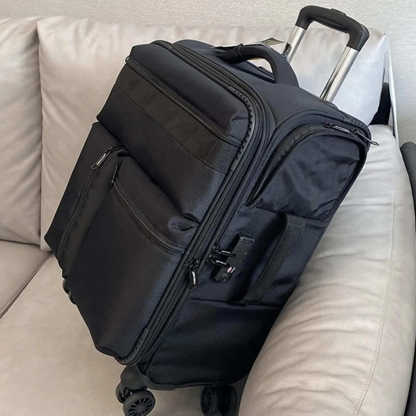 Caso de carrinho de negócios laptops bolsa saco de bagagem mala de viagem escalável vários bolsos bagagem silenciosa 4 rodas caixa de embarque