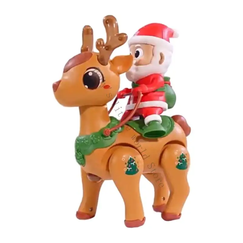لعبة المشي الكهربائية المتوهجة سانتا والرنة للاحتفال بالمنزل لقضاء العطلات B2EB