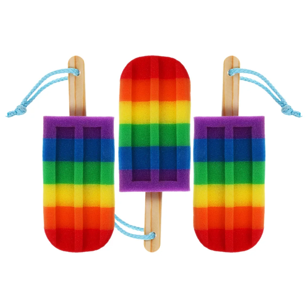 

3Pcs Colorful Bath Sponges Cream Shape Body Scrubber Shower Sponge Exfoliating Body Scrub for Men Women