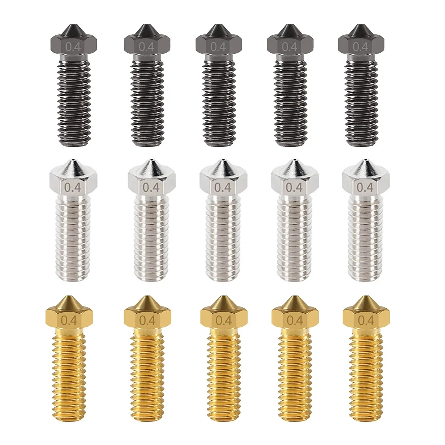 5PCS Original FLSUN SR Extruder Nozzle Super Racer Hotend 3D Printer Part 0.4mm Brass/Stainless/Hardened Steel 1.75mm