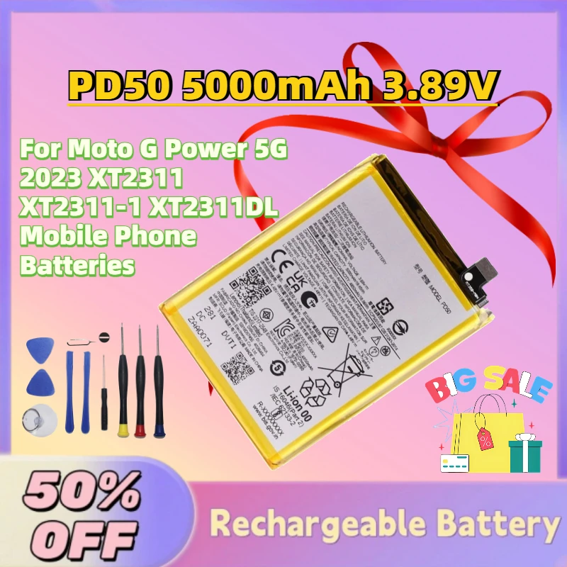 

High-Quality PD50 5000mAh 3.89V Replacement Battery for Moto G Power 5G 2023 XT2311 XT2311-1 XT2311DL Mobile Phone Batteries