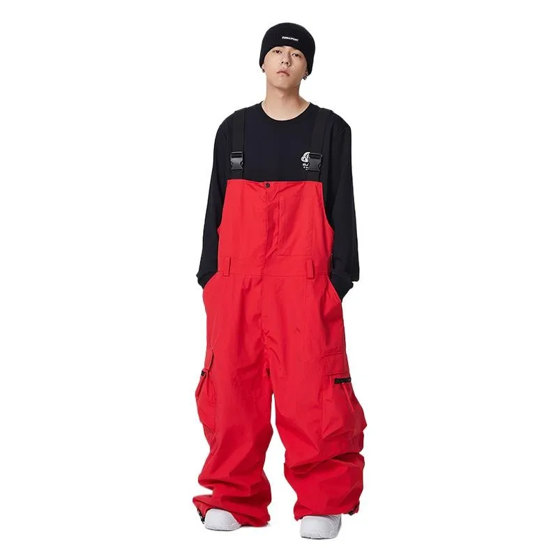 Snow Full Adhesive Hip Hop Snowboard Pants for Women Men Skiing Bib Pants