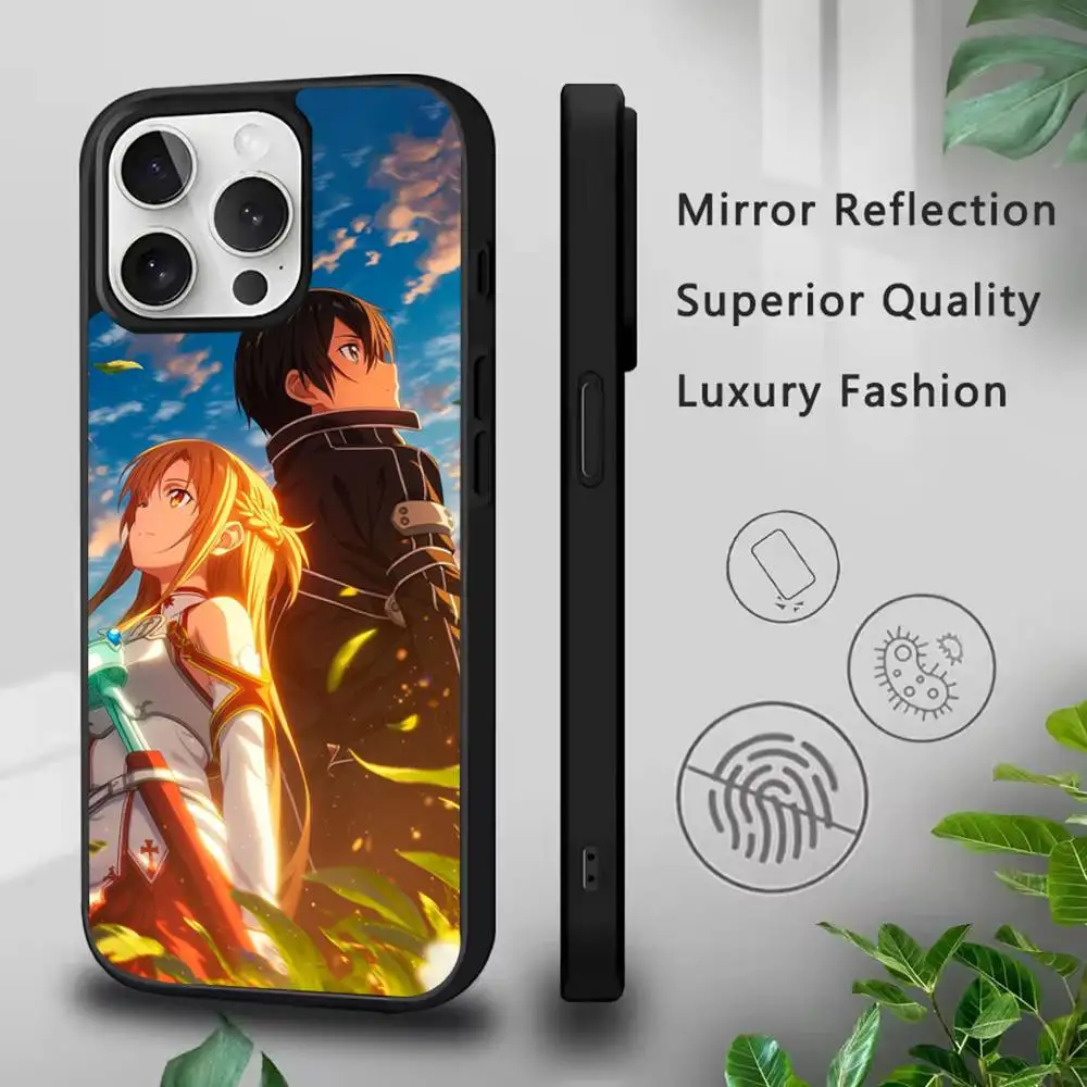 حافظة هاتف Sword Art Online SAO Kirigaya لهاتف IPhone 17,16,15,Pro,Max,Air,14,Plus,13,12,11 Magesafe غطاء شحن لاسلكي