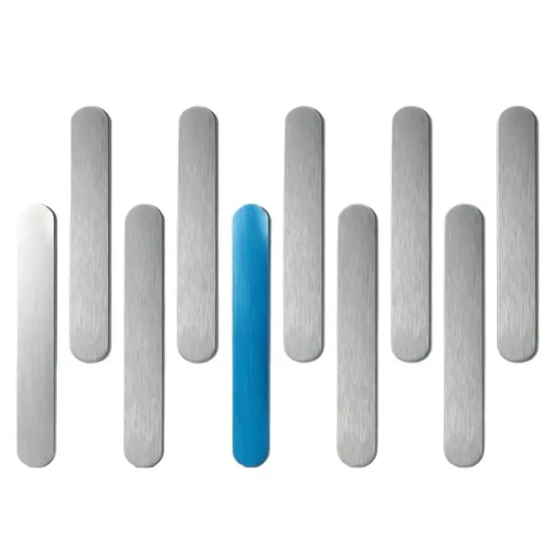 10Pcs Self Adhesive Metal Strips Magnetic Plates Strong Sticky Sheets For Car Parking Number Sign Phone Magnetic Mount