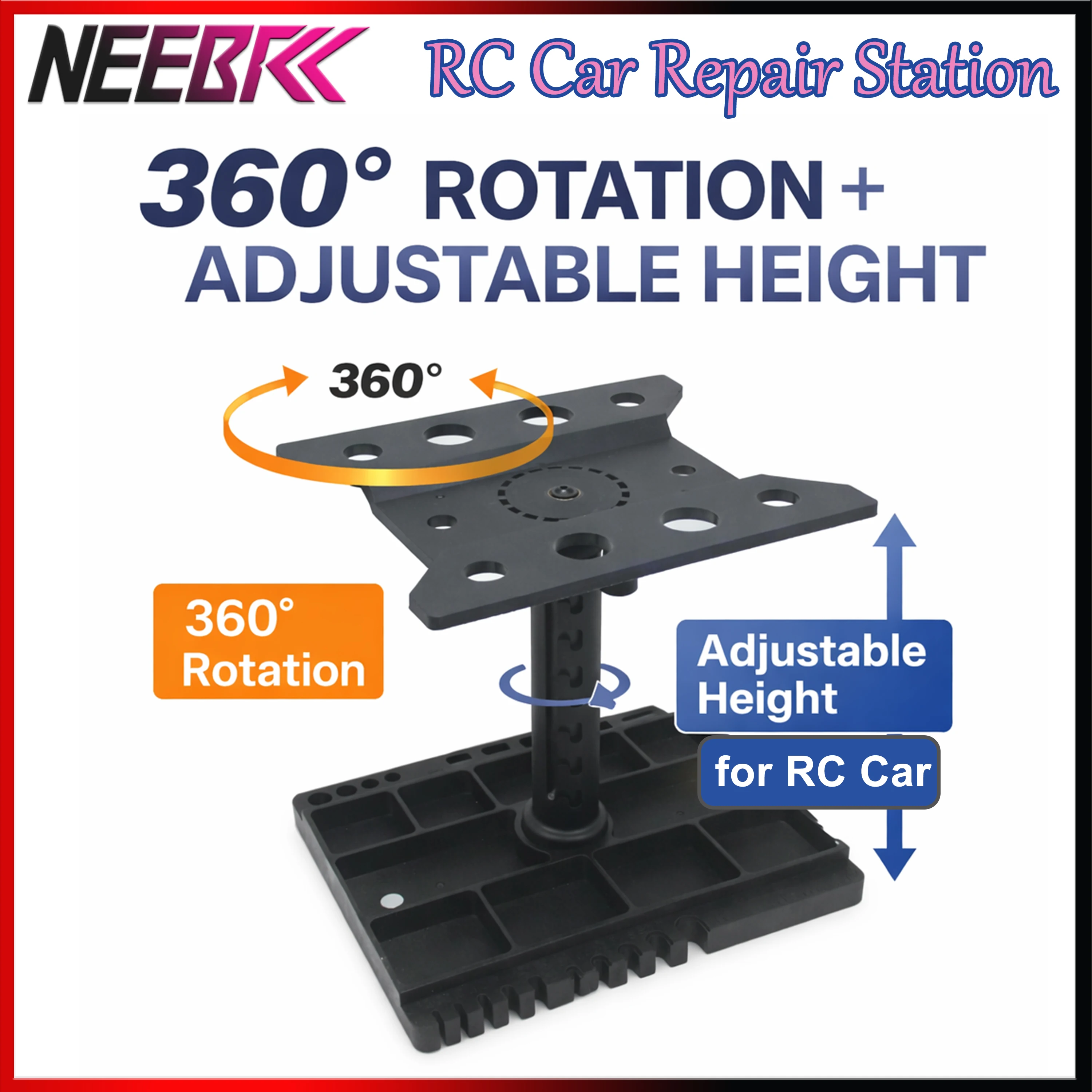 Adjustable RC Car Repair Station Display Stand Rotatable Assembly Platform for 1/8 1/10 1/12 1/14 1/16 RC Crawler Truck Models