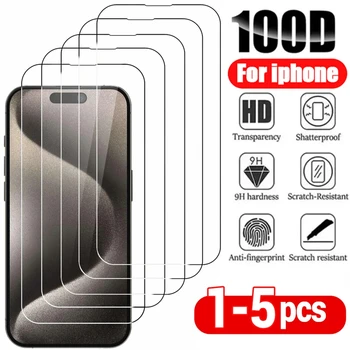 1-5Pcs Tempered Glass For IPhone 16 15 14 13 12 11 Pro Max Screen Protector For IPhone 7 8 14 Plus X XS XR Protective Glass Film 1